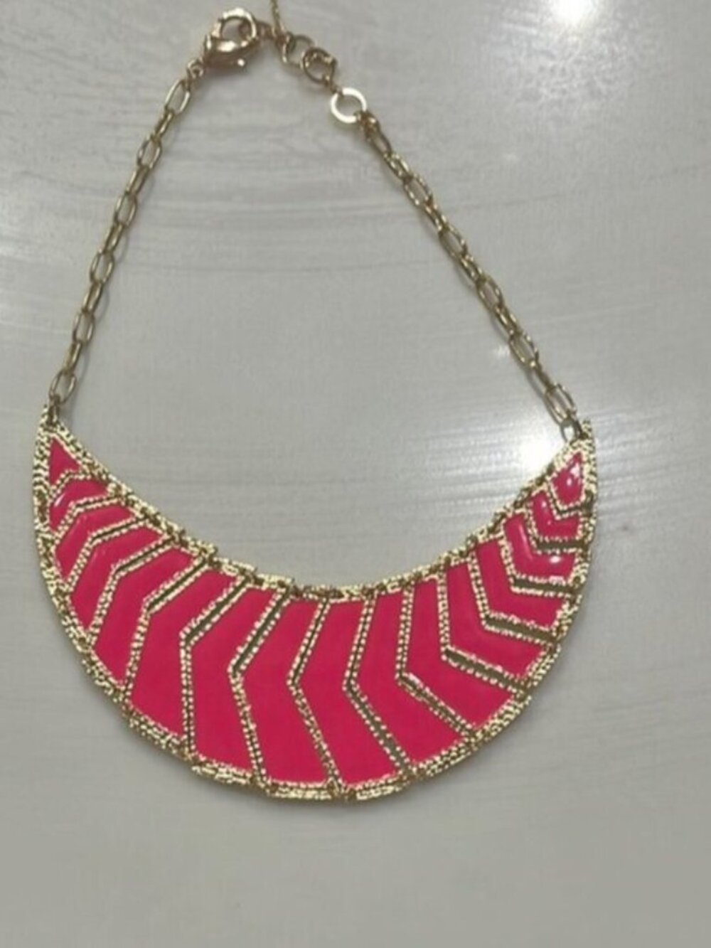 Amrita Singh Pink Gold Bib Necklace As Seen on New Girl